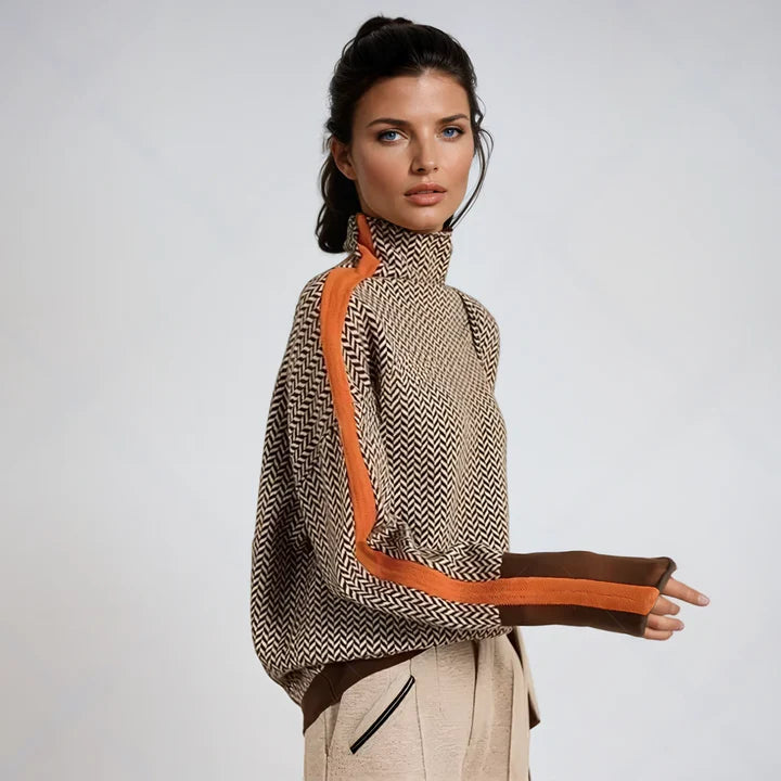 Lara | Turtleneck with Bold Contrast Stripes