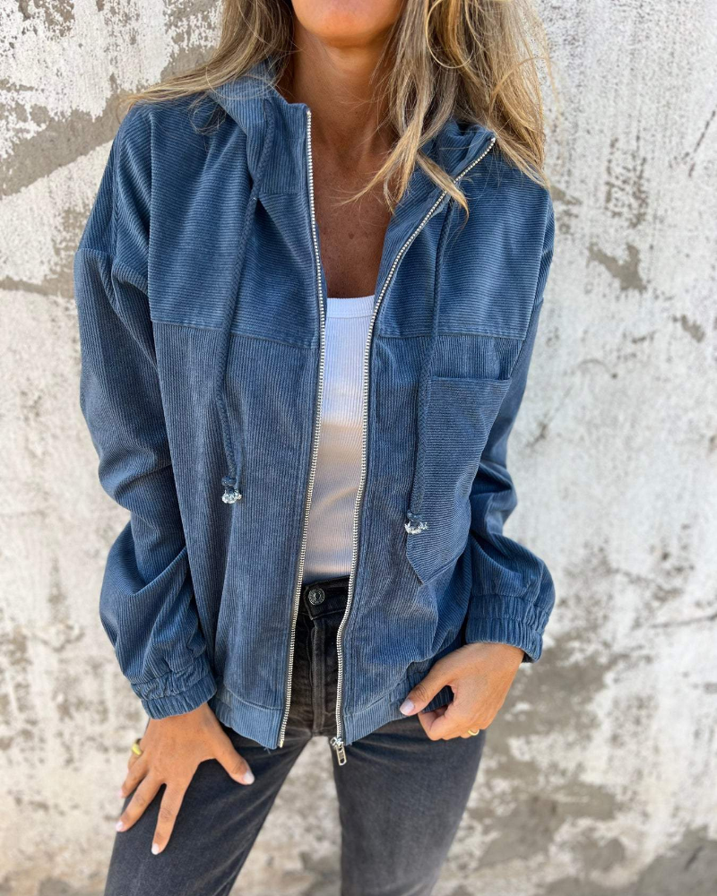 Ella™ | Corduroy Hoodie Jacket with Zipper