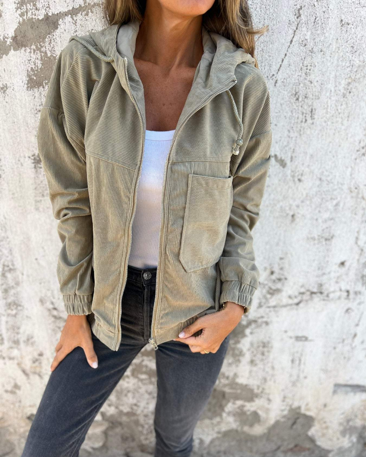 Ella™ | Corduroy Hoodie Jacket with Zipper